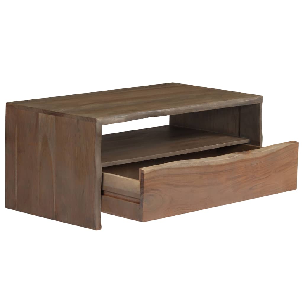 Borde Vivo Madera Maciza Acacia Gris 90X50X40 Cm