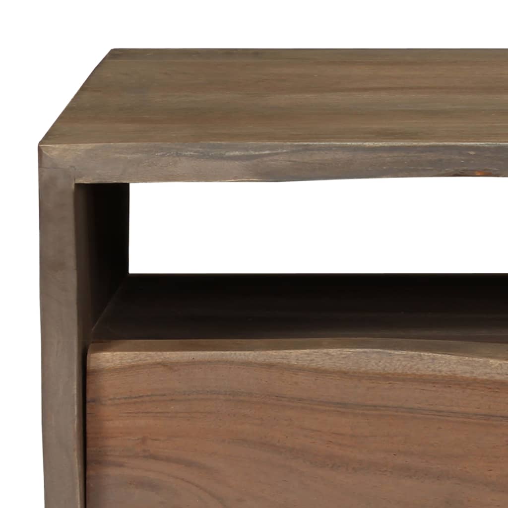 Borde Vivo Madera Maciza Acacia Gris 90X50X40 Cm