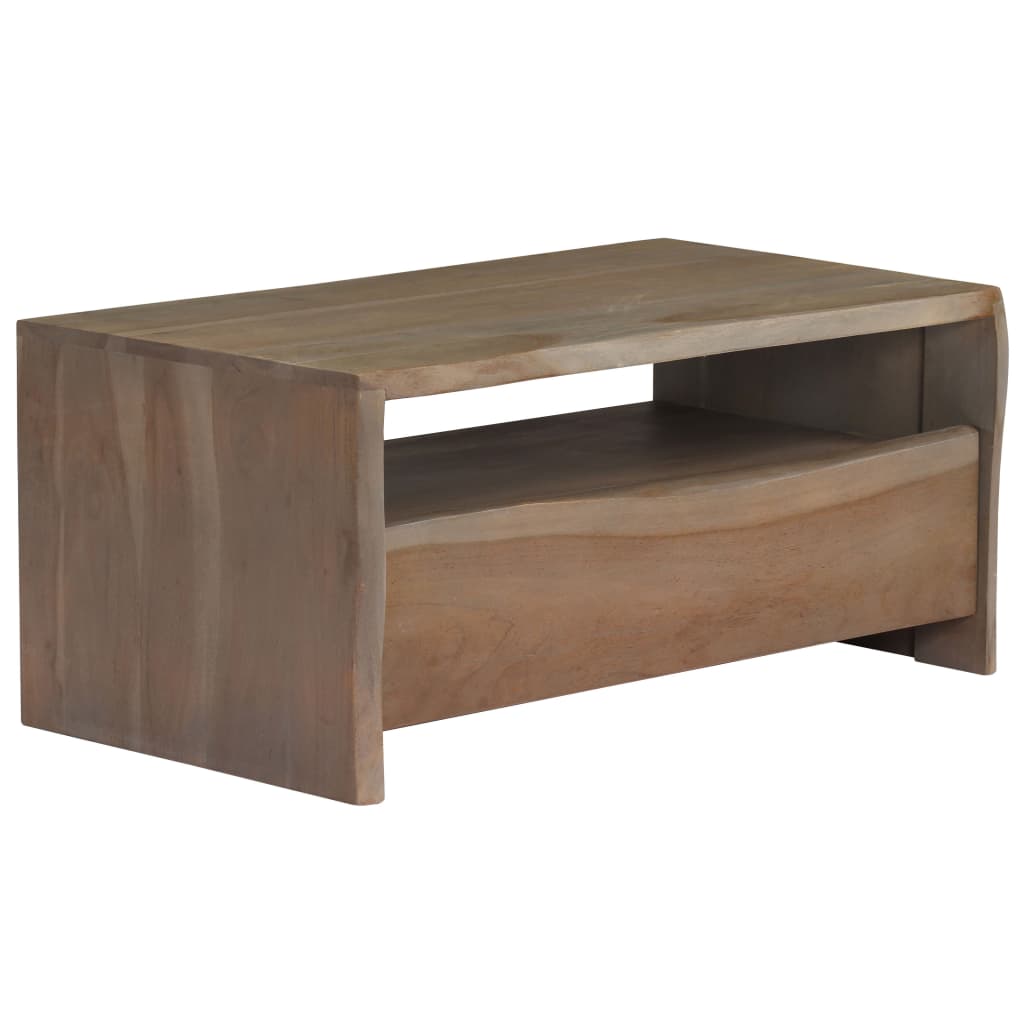 Borde Vivo Madera Maciza Acacia Gris 90X50X40 Cm