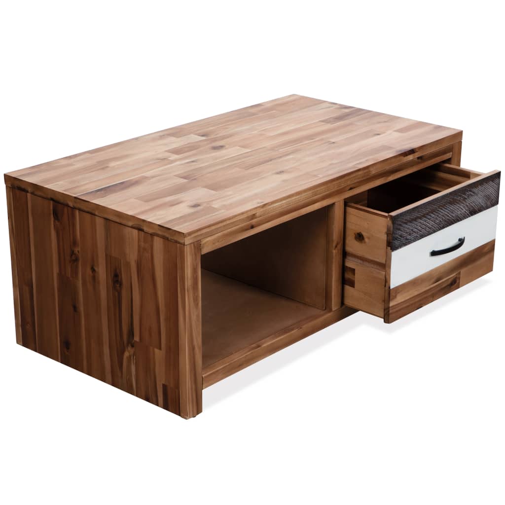 Mesa De Centro De Madera Maciza De Acacia 90X50X37,5 Cm