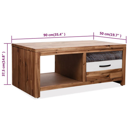Mesa De Centro De Madera Maciza De Acacia 90X50X37,5 Cm