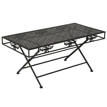 Mesa De Centro Plegable Estilo Vintage Metal Negro 100X50X45 Cm