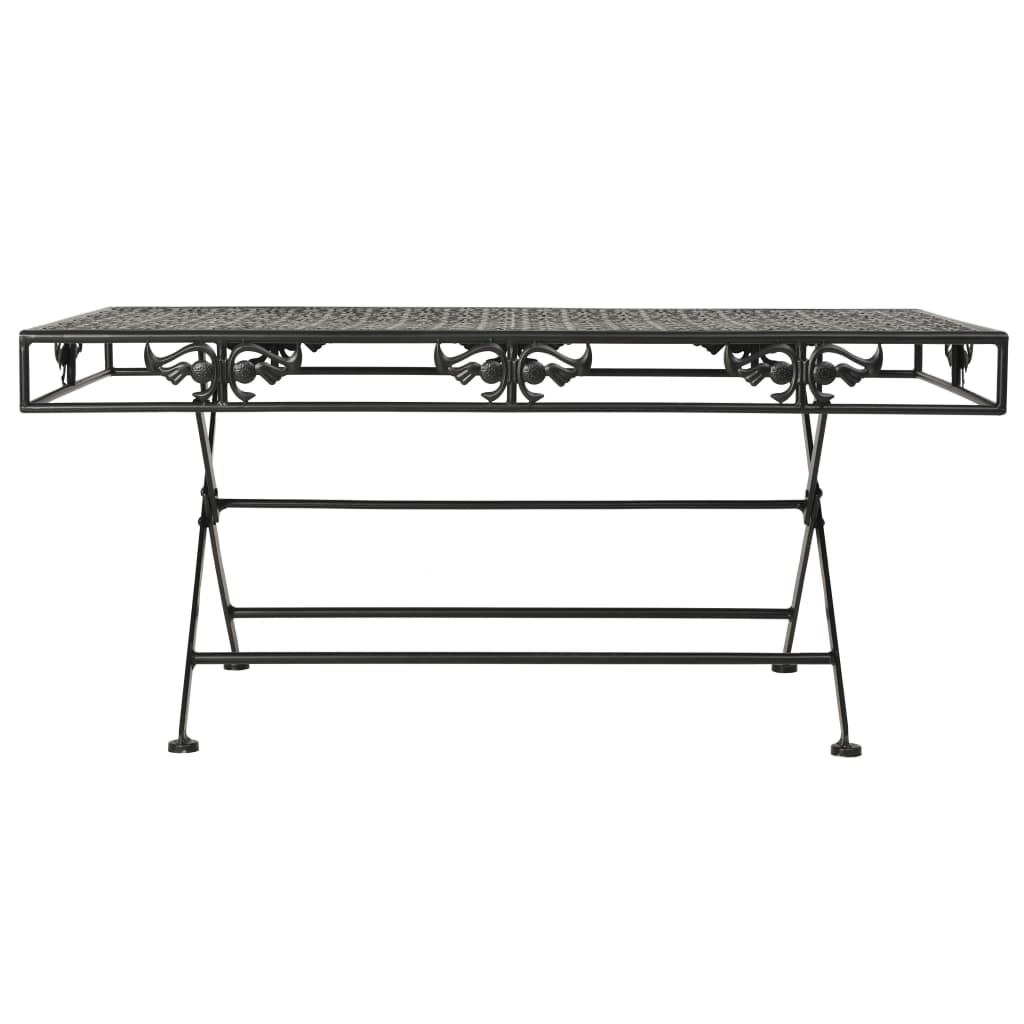 Mesa De Centro Plegable Estilo Vintage Metal Negro 100X50X45 Cm
