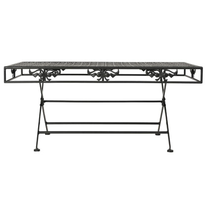Mesa De Centro Plegable Estilo Vintage Metal Negro 100X50X45 Cm