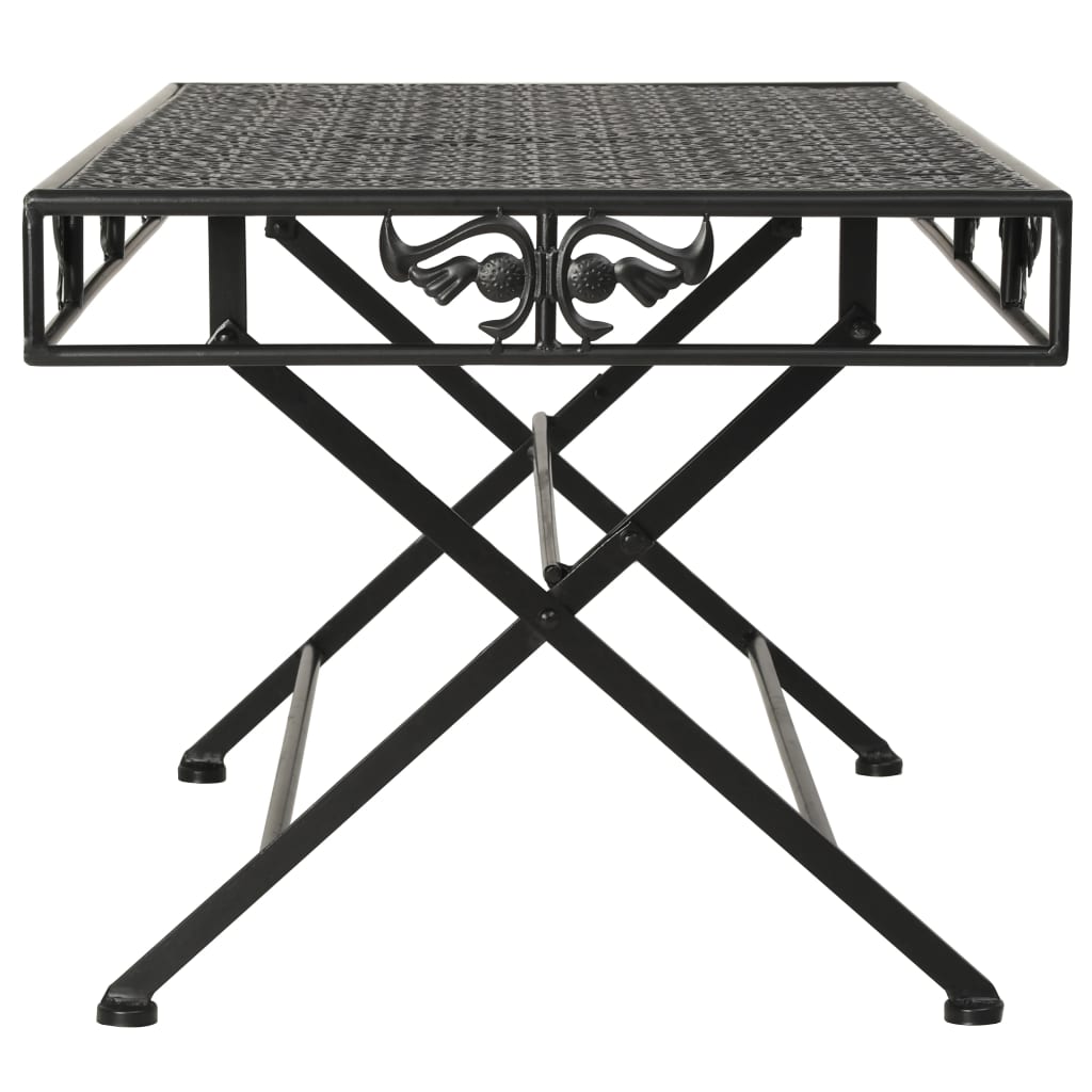 Mesa De Centro Plegable Estilo Vintage Metal Negro 100X50X45 Cm