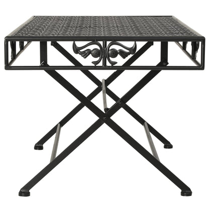Mesa De Centro Plegable Estilo Vintage Metal Negro 100X50X45 Cm