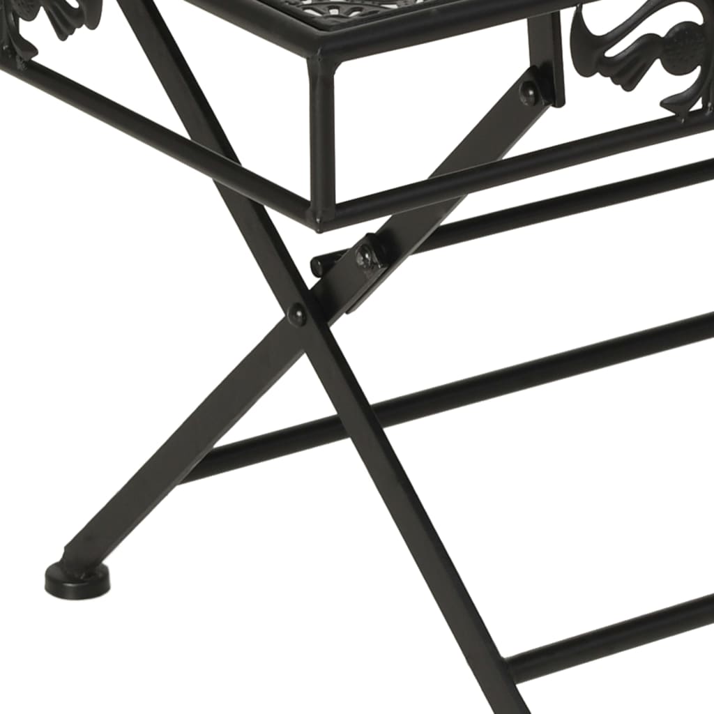 Mesa De Centro Plegable Estilo Vintage Metal Negro 100X50X45 Cm