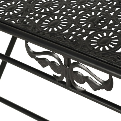 Mesa De Centro Plegable Estilo Vintage Metal Negro 100X50X45 Cm