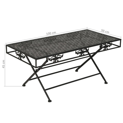 Mesa De Centro Plegable Estilo Vintage Metal Negro 100X50X45 Cm