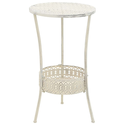 Mesa Bistró Estilo Vintage Metal Redonda 40X70 Cm Blanca