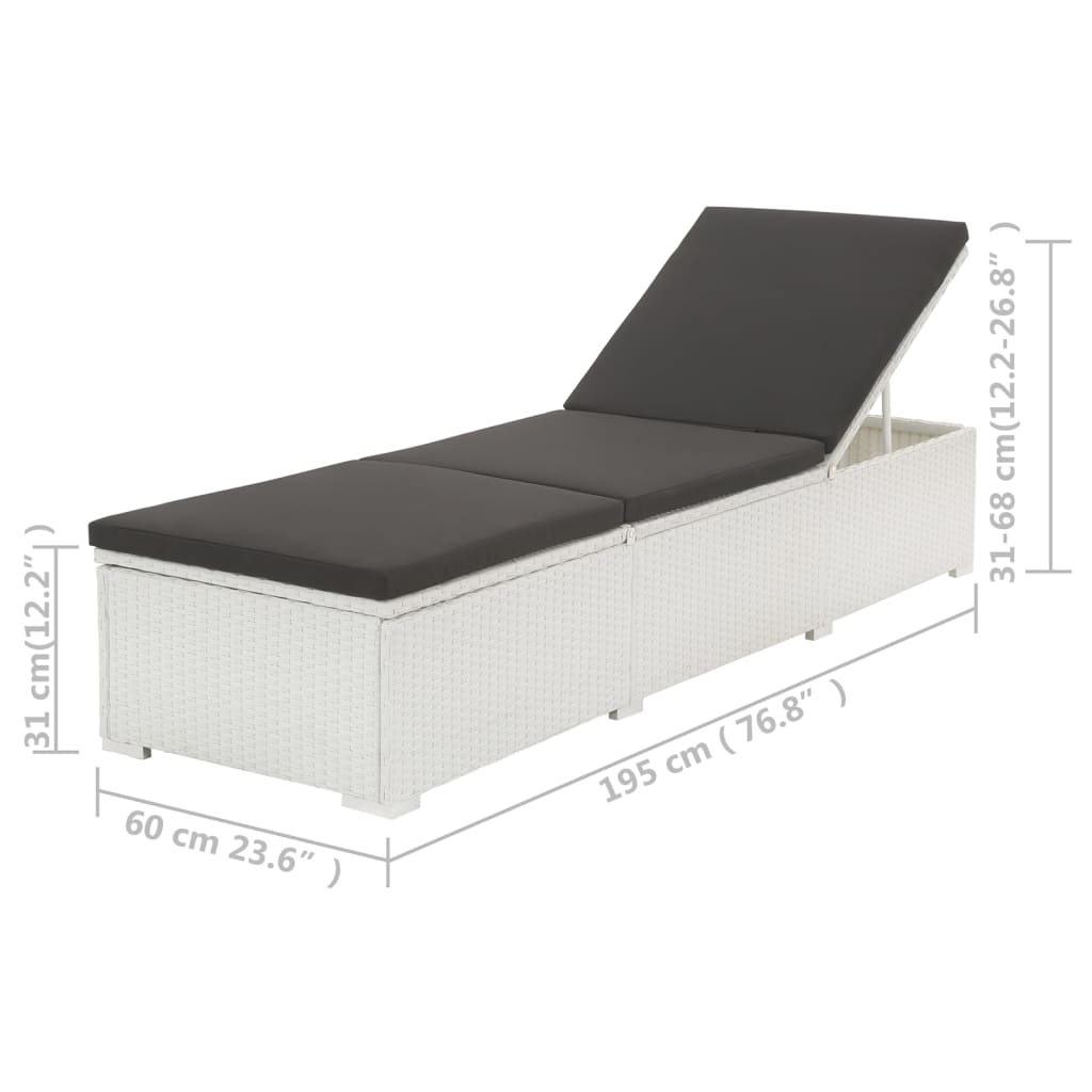 Tumbona Con Cojín Ratán Sintético Blanco