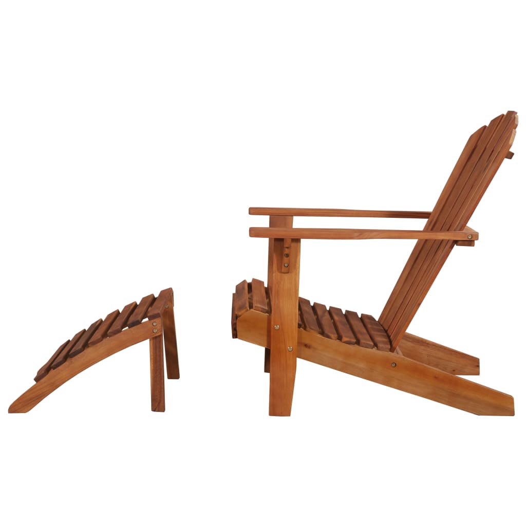 Silla De Jardín Adirondack Con Reposapiés Madera Acacia Maciza