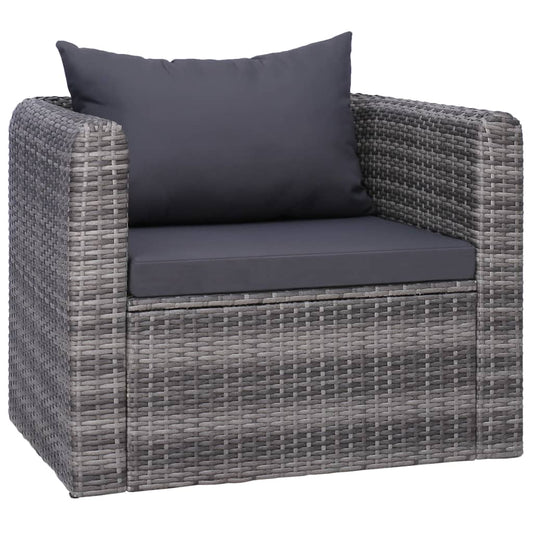 Silla De Jardín Con Cojines Ratán Sintético Gris