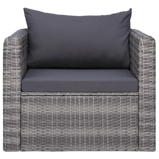 Silla De Jardín Con Cojines Ratán Sintético Gris