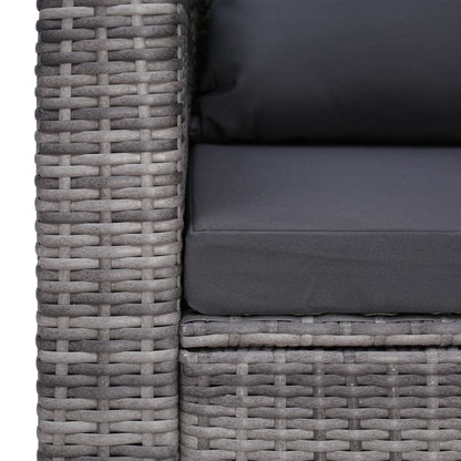 Silla De Jardín Con Cojines Ratán Sintético Gris
