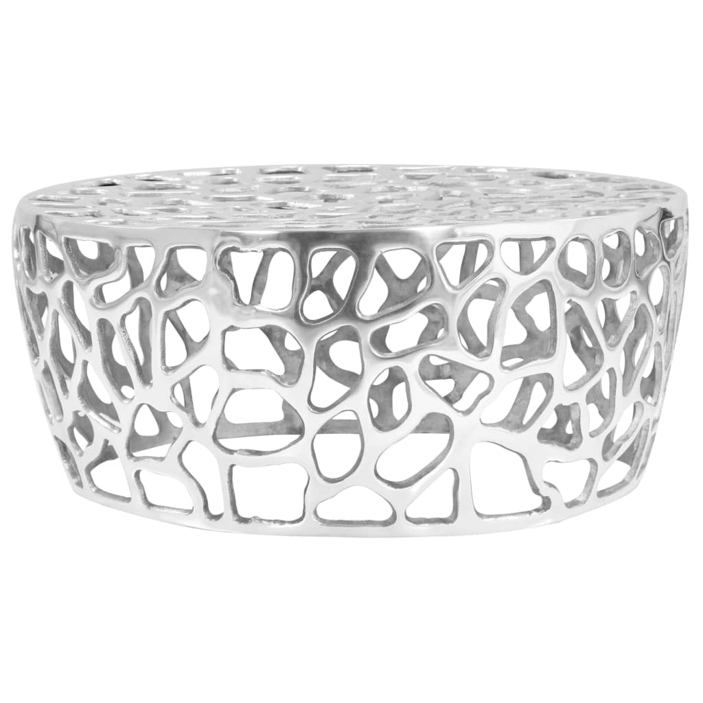 Mesa De Centro De Aluminio Fundido Plateado