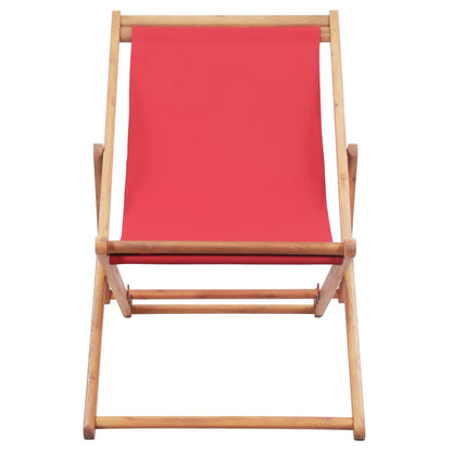 Silla De Playa Plegable De Tela Y Estructura De Madera Roja