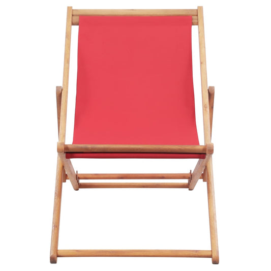Silla De Playa Plegable De Tela Y Estructura De Madera Roja