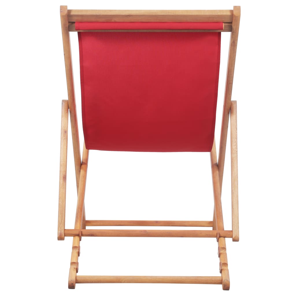 Silla De Playa Plegable De Tela Y Estructura De Madera Roja
