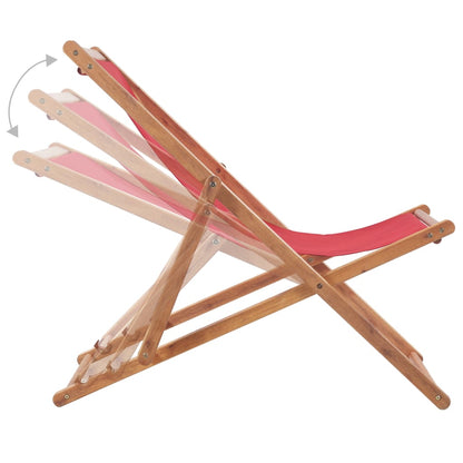 Silla De Playa Plegable De Tela Y Estructura De Madera Roja