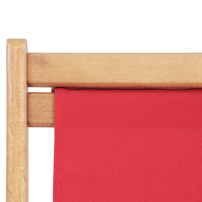 Silla De Playa Plegable De Tela Y Estructura De Madera Roja