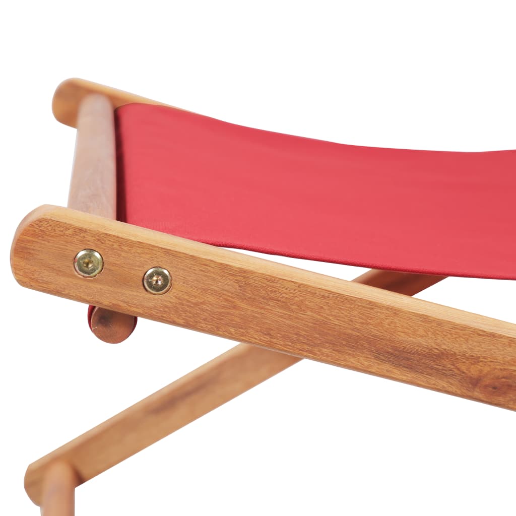 Silla De Playa Plegable De Tela Y Estructura De Madera Roja
