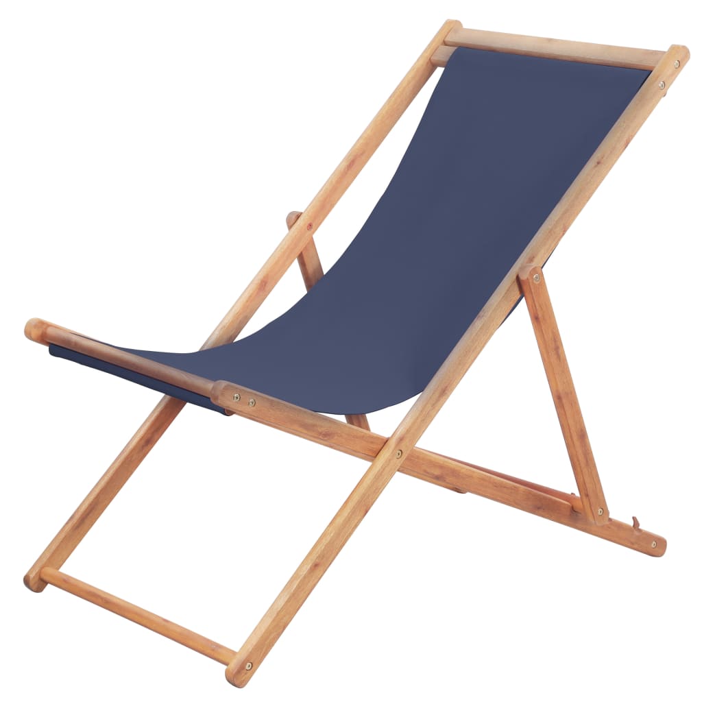 Silla De Playa Plegable De Tela Y Estructura De Madera Roja
