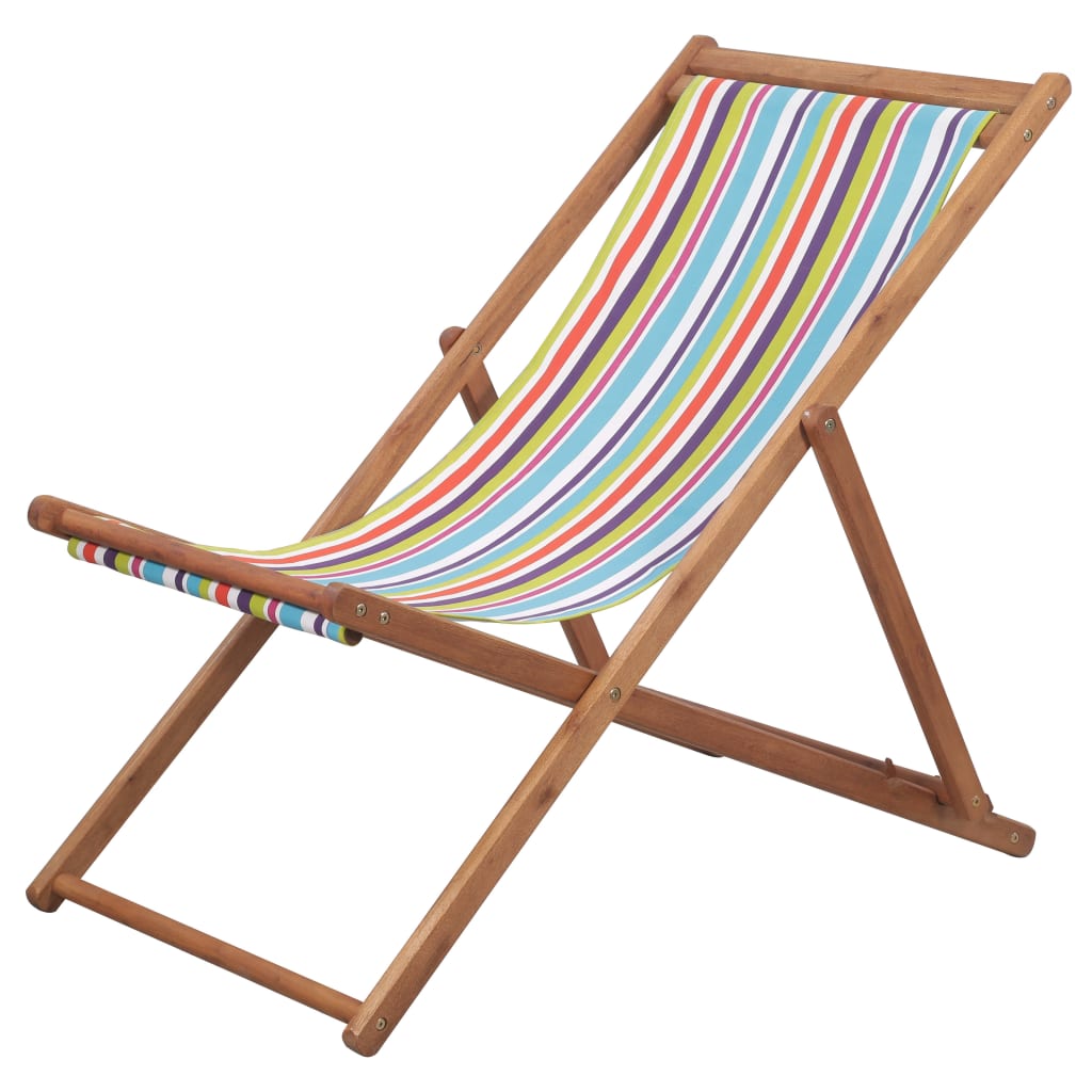 Silla De Playa Plegable De Tela Y Estructura De Madera Roja