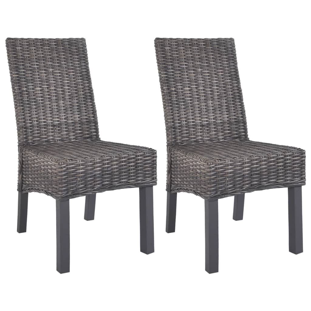 Sillas De Comedor 2 Unidades Ratán Kubu Y Madera Caoba