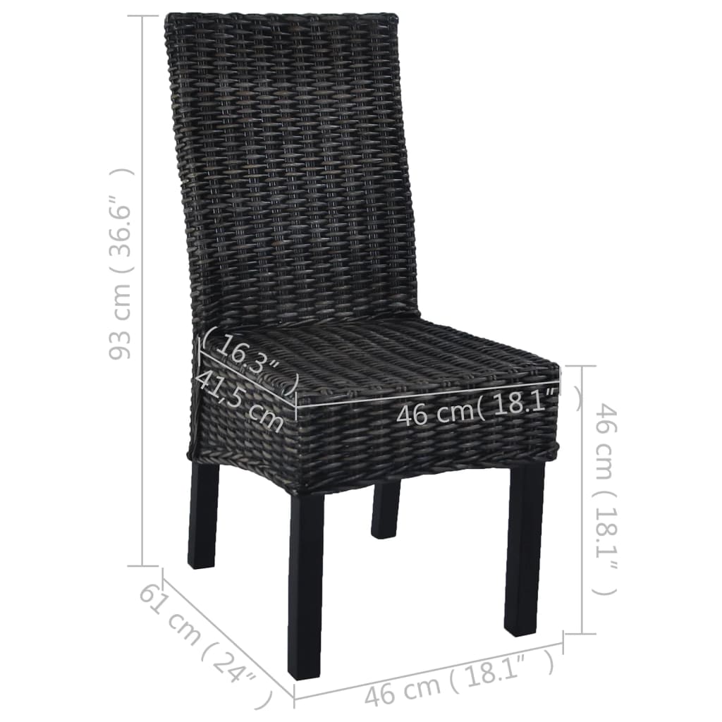 Sillas De Comedor 2 Unidades Ratán Kubu Y Madera Caoba