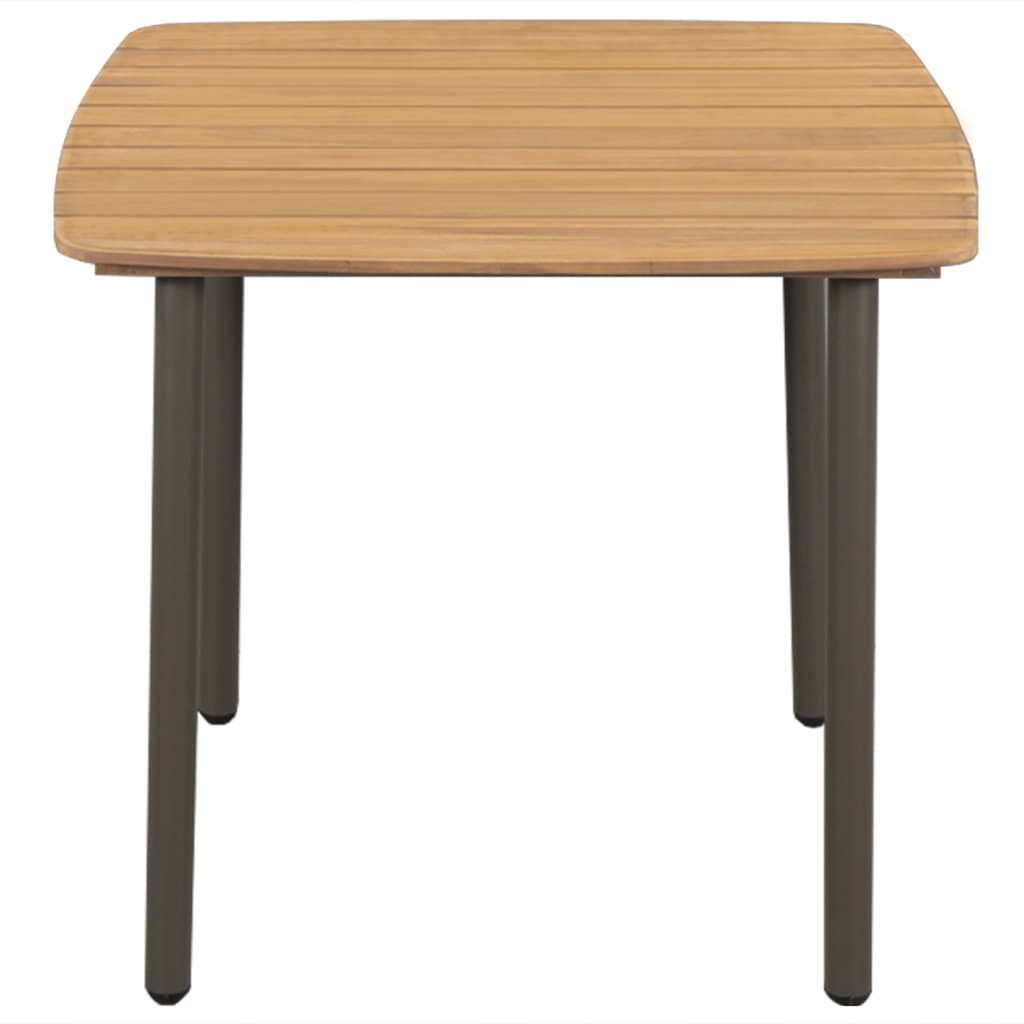 Mesa De Jardín Madera Maciza De Acacia Y Acero