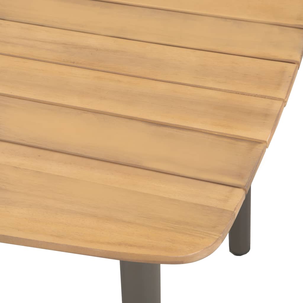 Mesa De Jardín Madera Maciza De Acacia Y Acero