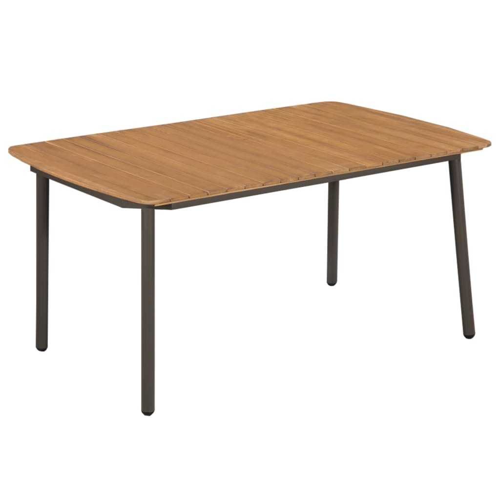Mesa De Jardín Madera Maciza De Acacia Y Acero
