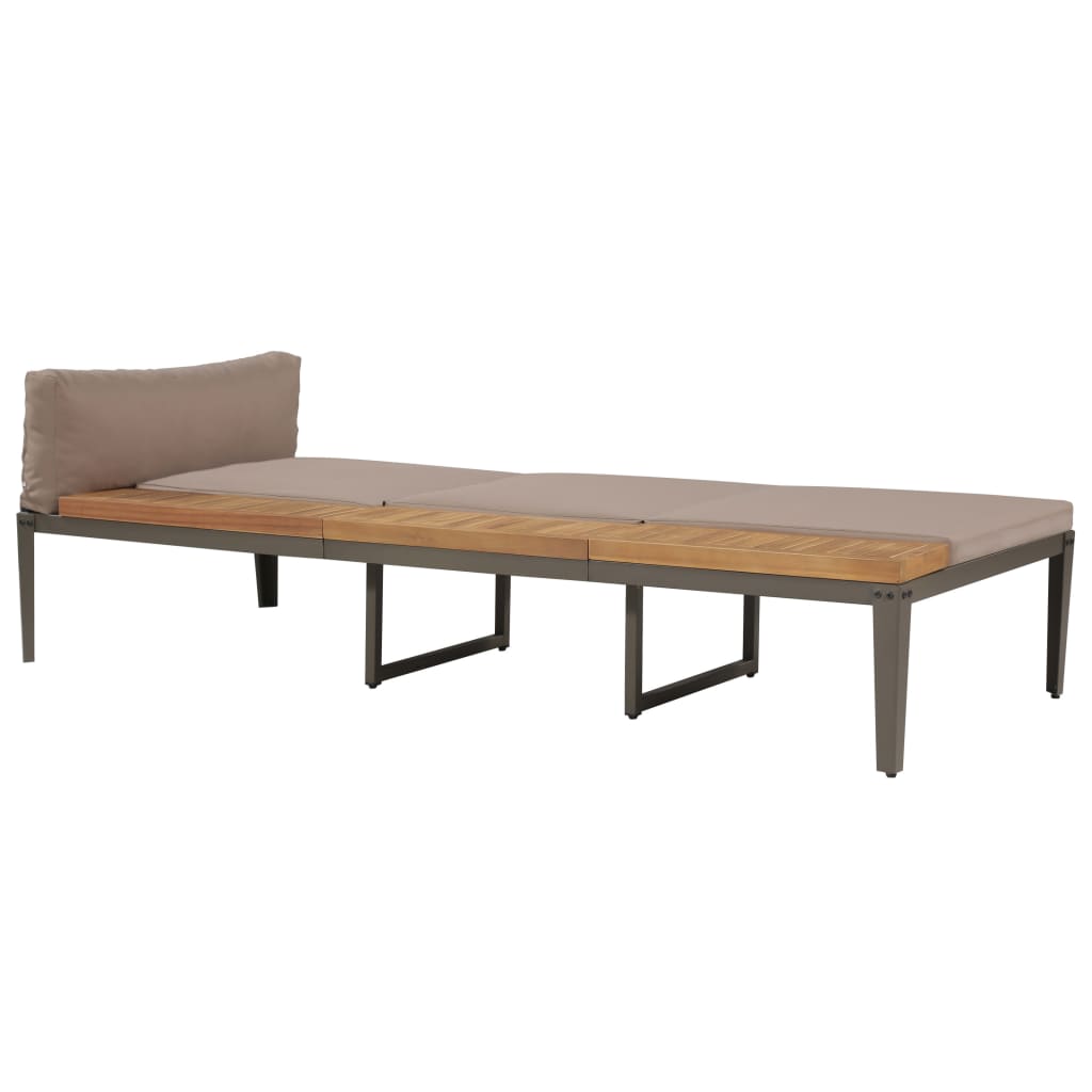 Tumbona Con Cojines Madera Maciza De Acacia Marrón