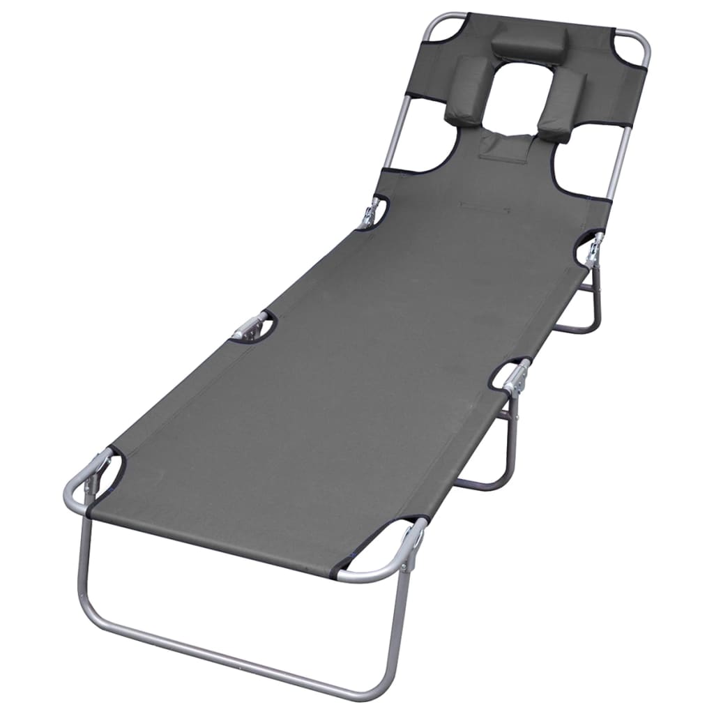 Tumbona Plegable Con Cojín Para La Cabeza Acero