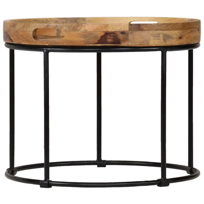Mesa De Centro De Madera Maciza De Mango Y Acero 50X40 Cm