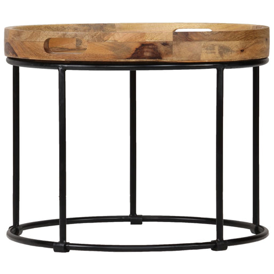 Mesa De Centro De Madera Maciza De Mango Y Acero 50X40 Cm