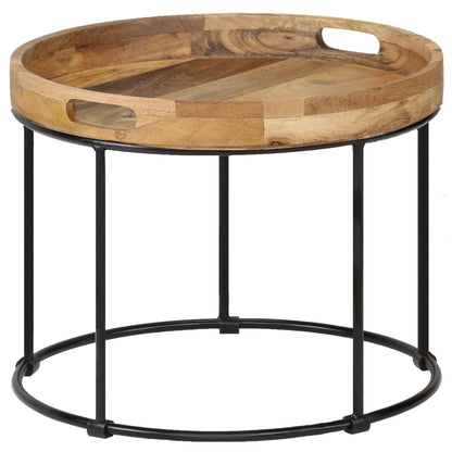 Mesa De Centro De Madera Maciza De Mango Y Acero 50X40 Cm