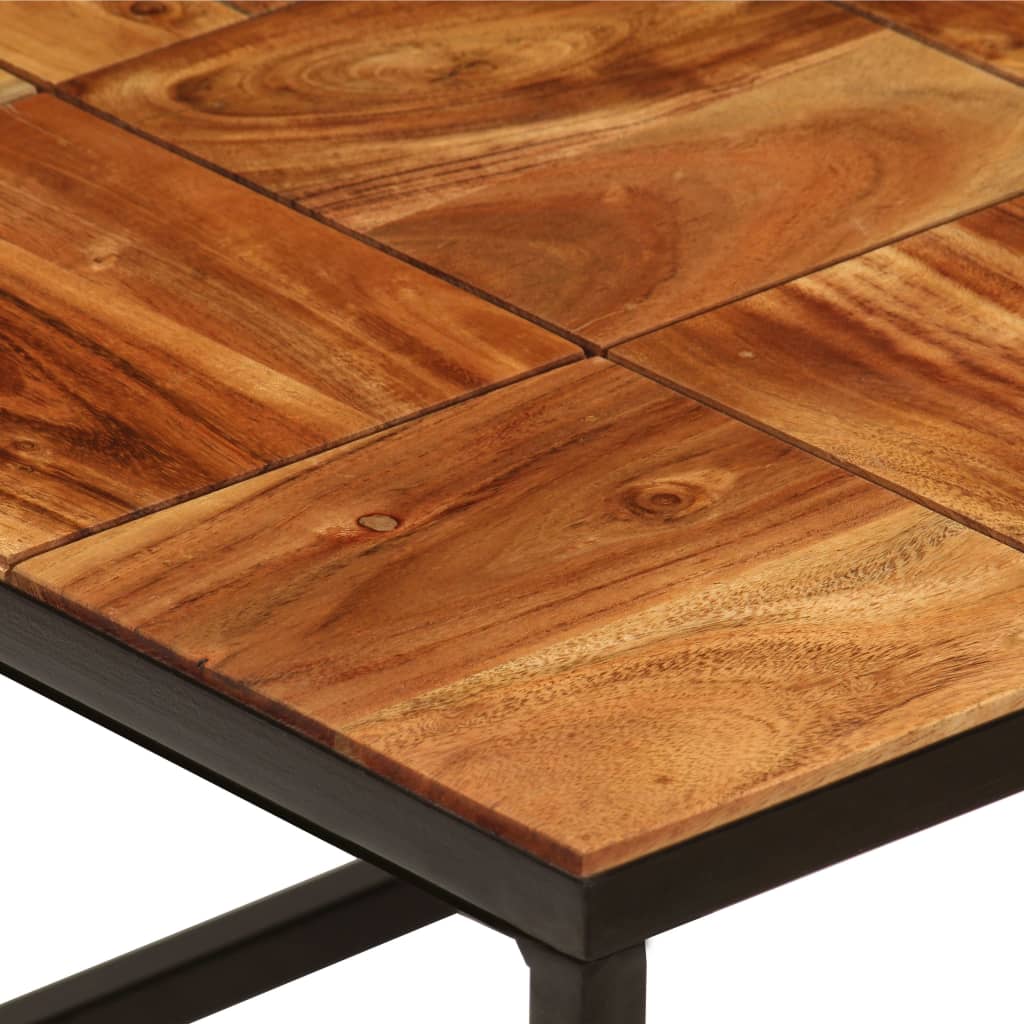 Mesa De Centro Madera Maciza De Acacia Y Acero 110X60X40 Cm
