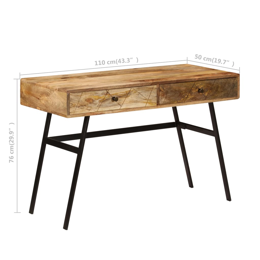 Escritorio Con Cajones Madera Maciza De Mango 110X50X76 Cm