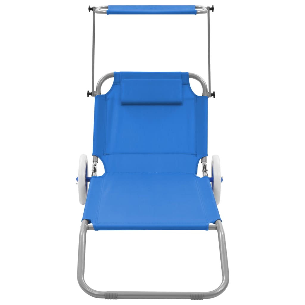 Tumbona Plegable Con Toldo Y Ruedas Acero Gris