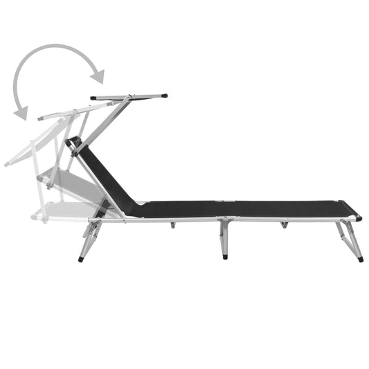 Tumbona Plegable Con Techo Aluminio Y Textileno Negra