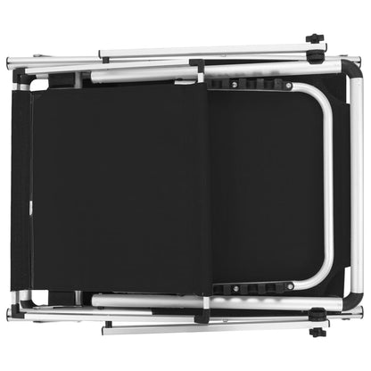 Tumbona Plegable Con Techo Aluminio Y Textileno Negra