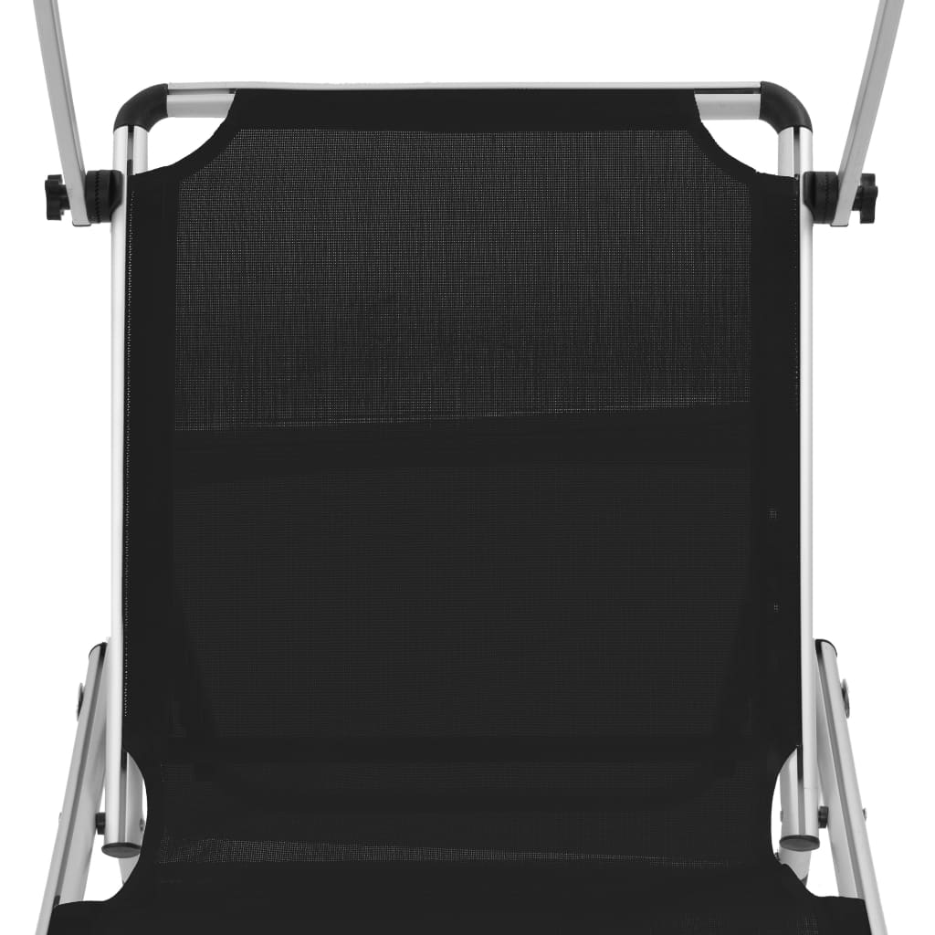Tumbona Plegable Con Techo Aluminio Y Textileno Negra