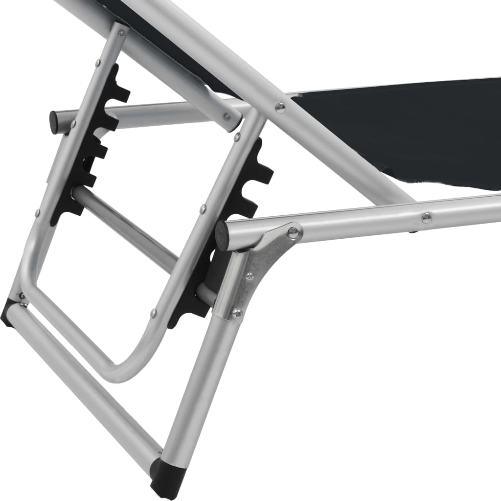 Tumbona Plegable Con Techo Aluminio Y Textileno Negra
