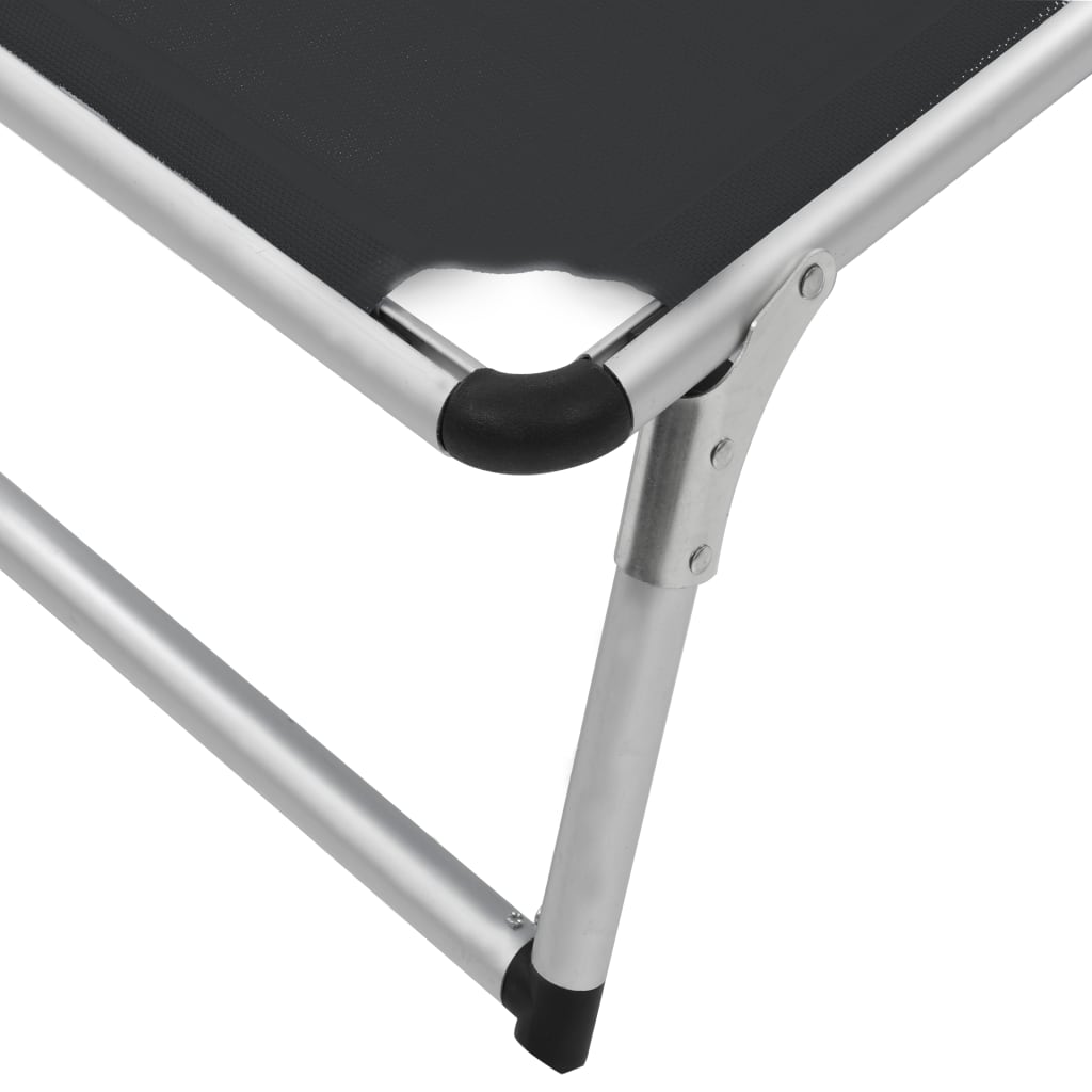 Tumbona Plegable Con Techo Aluminio Y Textileno Negra