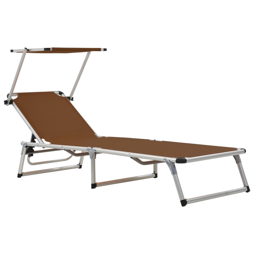 Tumbona Plegable Con Techo Aluminio Y Textileno Negra