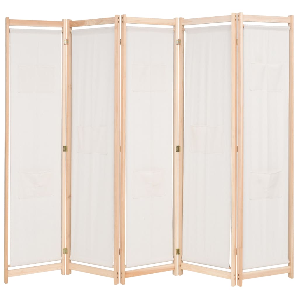 Biombo Divisor 5 Paneles De Tela 200X170X4 Cm