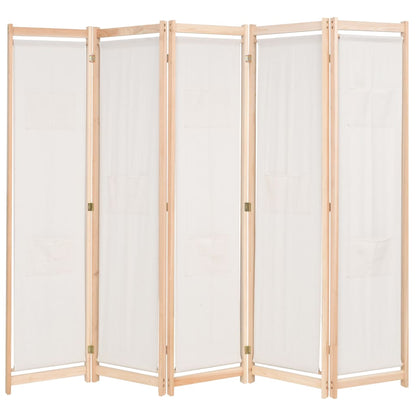 Biombo Divisor 5 Paneles De Tela 200X170X4 Cm