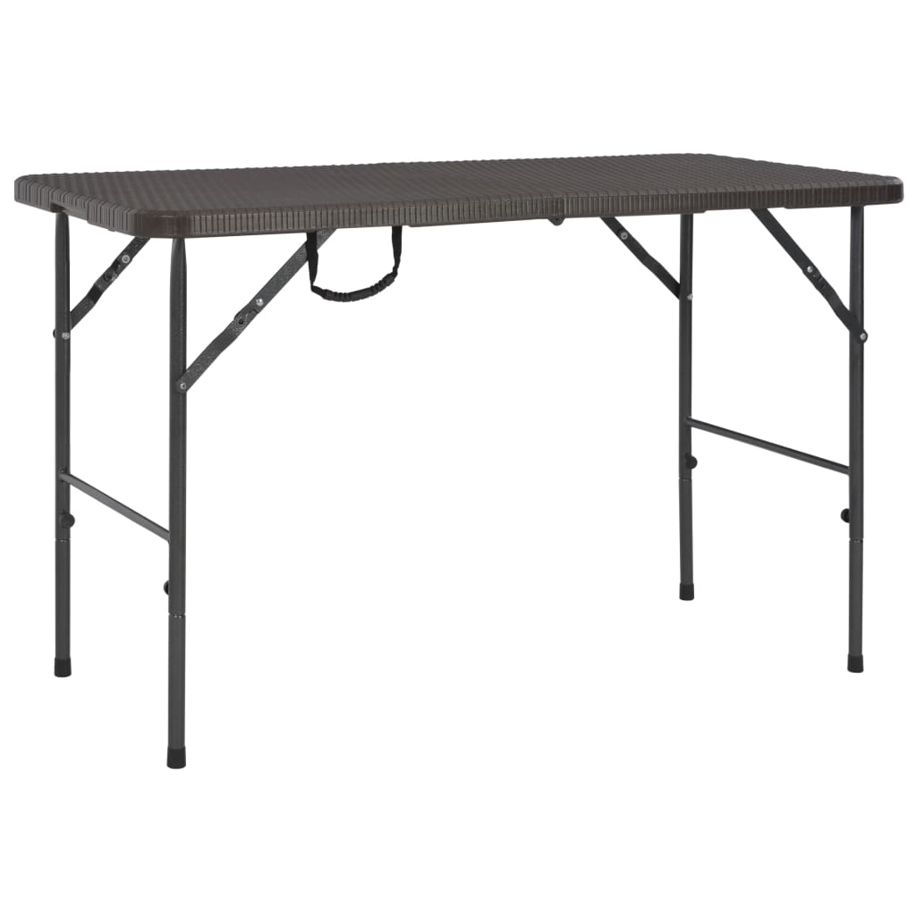 Mesa De Jardín Plegable Hdpe Marrón Aspecto Ratán 120X60X74 Cm